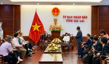 Quang cảnh buổi tiếp Đoàn chuyên gia của UNFPA và MSD for Mothers làm việc tại Gia Lai.
