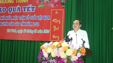 Phó Thủ tướng Chính phủ Trần Lưu Quang phát biểu tại lễ trao quà.