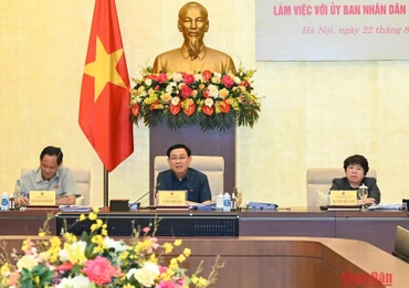 Chủ tịch Quốc hội Vương Đình Huệ dự buổi làm việc của đoàn giám sát.