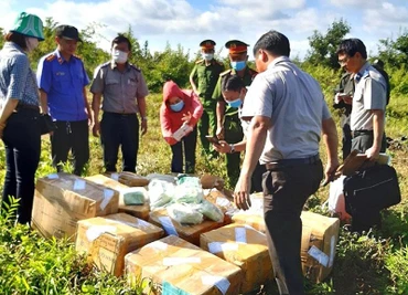 Vật chứng của vụ án gồm 14 thùng giấy niêm phong chứa 198.510gam Methamphetamine được kiểm đếm đầy đủ trước khi tiêu hủy.