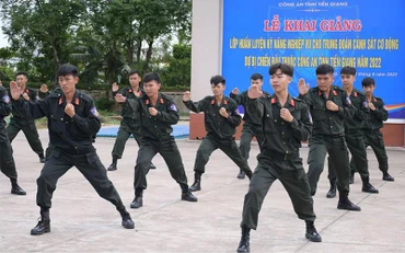 Lực lượng Cảnh sát cơ động biểu diễn võ thuật Công an nhân dân. 