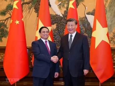 Thủ tướng Phạm Minh Chính hội kiến Tổng Bí thư, Chủ tịch nước Trung Quốc Tập Cận Bình. 
