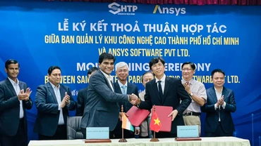 Lãnh đạo hai đơn vị thực hiện việc ký kết thỏa thuận hợp tác phát triển đội ngũ nhân lực ngành vi mạch bán dẫn tại Việt Nam.
