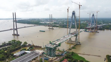 Toàn cảnh công trình cầu Mỹ Thuận 2. 