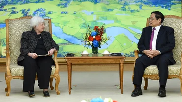 Thủ tướng Phạm Minh Chính tiếp Bộ trưởng Tài chính Hoa Kỳ Janet Yellen.