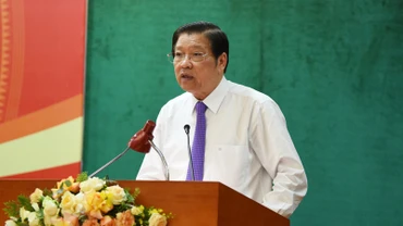 Đồng chí Phan Đình Trạc, Ủy viên Bộ Chính trị, Bí thư Trung ương Đảng, Trưởng Ban Nội chính Trung ương phát biểu tại Hội nghị.