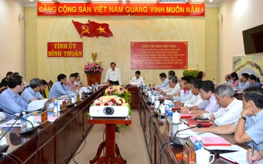 Toàn cảnh buổi làm việc của Đoàn công tác Ban Nội chính Trung ương với Ban Thường vụ Tỉnh ủy Bình Thuận.