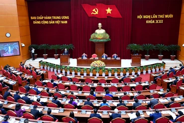 Phiên khai mạc Hội nghị lần thứ 10 Ban Chấp hành Trung ương Đảng Cộng sản Việt Nam khóa XIII. (Ảnh: ĐĂNG KHOA)