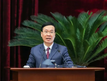 Thường trực Ban Bí thư Võ Văn Thưởng phát biểu tại buổi gặp mặt. (Ảnh: Đăng Anh)