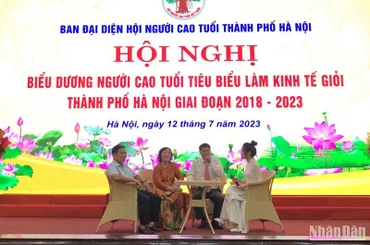 Các cá nhân người cao tuổi làm kinh tế giỏi tọa đàm tại Hội nghị. 