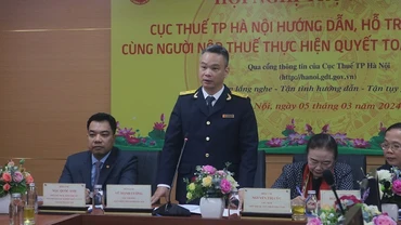 Lãnh đạo Cục Thuế Hà Nội phát biểu tại Hội nghị.