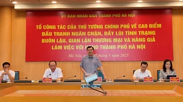 Thứ trưởng Công thương Nguyễn Sinh Nhật Tân phát biểu tại buổi làm việc. (Ảnh: NGUYÊN TRANG)