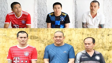 Các đối tượng Anh, Minh, Phong, Cường, Giang và Hiền (từ trái qua, từ trên xuống).