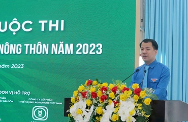 Bí thư Trung ương Đoàn Ngô Văn Cương phát biểu tại lễ khai mạc cuộc thi