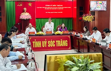 Phó trưởng Ban Tuyên giáo Trung ương Vũ Thanh Mai phát biểu tại buổi làm việc