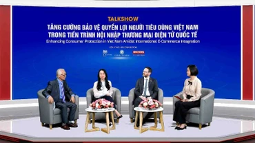 Toạ đàm trực tuyến “Tăng cường bảo vệ quyền lợi người tiêu dùng Việt Nam trong tiến trình hội nhập thương mại điện tử quốc tế”. (Ảnh: KIM DUNG) 