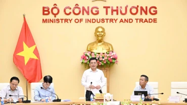 Bộ trưởng Công thương, Trưởng Đoàn đàm phán Chính phủ Nguyễn Hồng Diên chủ trì buổi làm việc với các tập đoàn, tổng công ty, các doanh nghiệp lớn của Việt Nam.