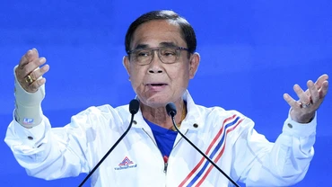 Ông Prayut Chan-o-cha phát biểu tại cuộc họp của đảng UTN. (Ảnh: Thairath)