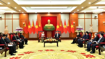 Quang cảnh buổi tiếp. (Ảnh: ĐĂNG KHOA)
