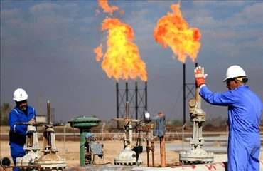Cơ sở khai thác khí đốt tự nhiên Bin Omar của Công ty dầu khí Basra ở cảng miền nam Iraq. (Ảnh tư liệu: AFP/TTXVN)