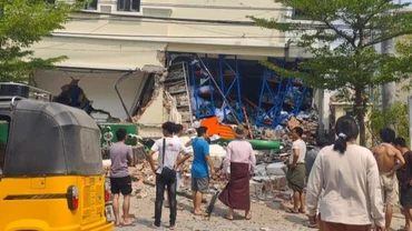 Một tòa nhà bị hư hại sau trận động đất ở Mandalay, Myanmar, ngày 28/3/2025. (Ảnh: Xinhua) 