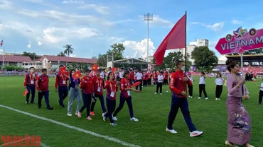 Đoàn Việt Nam diễu hành trong lễ khai mạc.