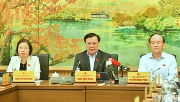 Bí thư Thành ủy Hà Nội Đinh Tiến Dũng phát biểu tại buổi họp tổ, sáng 24/10. (Ảnh: ĐĂNG KHOA)