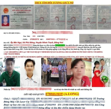 Hình ảnh cán bộ công đoàn bị bêu xấu trên mạng xã hội nhằm tạo sức ép để đòi nợ công nhân vay tiền tín dụng đen. (Ảnh: Cán bộ công đoàn cung cấp)