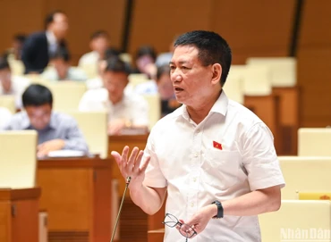 Bộ trưởng Tài chính Hồ Đức Phớc trả lời chất vấn của các đại biểu Quốc hội. (Ảnh: DUY LINH) 