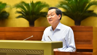 Phó Thủ tướng Chính phủ Lê Minh Khái phát biểu giải trình, làm rõ một số vấn đề đại biểu Quốc hội nêu tại phiên thảo luận. (Ảnh: THỦY NGUYÊN) 