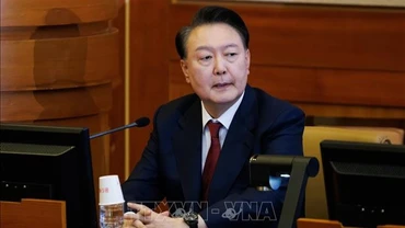 Tổng thống Hàn Quốc Yoon Suk Yeol tại Tòa án Hiến pháp ở Seoul ngày 23/1/2025. (Ảnh: THX/TTXVN)