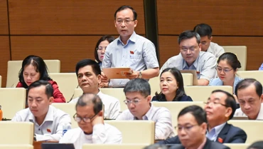Đại biểu Trần Văn Tuấn-Đoàn đại biểu Quốc hội tỉnh Bắc Giang phát biểu. (Ảnh: DUY LINH) 