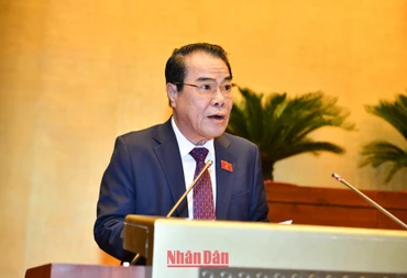 Trưởng Ban Dân nguyện thuộc Ủy ban Thường vụ Quốc hội Dương Thanh Bình trình bày Báo cáo Kết quả giám sát việc giải quyết, trả lời kiến nghị của cử tri gửi đến Kỳ họp thứ 3, Quốc hội khóa XV. Ảnh: ĐĂNG KHOA
