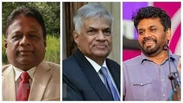 Chân dung các ứng cử viên Tổng thống Sri Lanka (từ trái sang), gồm Dullas Alahapperuma, Ranil Wickremesinghe và Anura Kumara Dissanayake. (Ảnh: Times of India) 