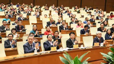 Lãnh đạo Đảng, Nhà nước cùng các đại biểu Quốc hội tại phiên bế mạc Kỳ họp thứ 7, Quốc hội khóa XV. (Ảnh: DUY LINH)