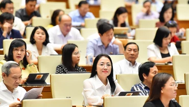 Các đại biểu Quốc hội làm việc tại hội trường sáng 30/5. (Ảnh: THỦY NGUYÊN)
