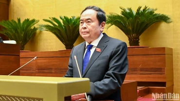 Chủ tịch Quốc hội Trần Thanh Mẫn phát biểu kết thúc phiên chất vấn và trả lời chất vấn. (Ảnh: DUY LINH) 