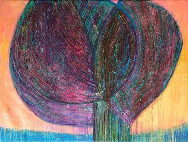 Cây #4, acrylic trên toan, 117x82cm, một tác phẩm của họa sĩ Vũ Mạnh Hà trong triển lãm “Phục xanh”.