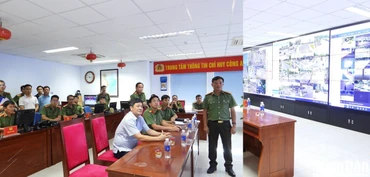 Đoàn công tác của Bộ Công an kiểm tra, làm việc tại Đà Nẵng về công tác chuẩn bị cơ sở vật chất phục vụ Đại hội Thể thao học sinh Đông Nam Á. (Ảnh: A.Đ)