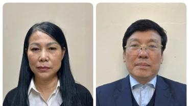 Bị can Hoàng Thị Thúy Lan, cựu Bí thư Tỉnh ủy Vĩnh Phúc và Lê Duy Thành, cựu Chủ tịch UBND tỉnh Vĩnh Phúc. (Nguồn: Bộ Công an)