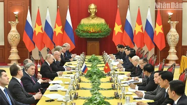 Quang cảnh cuộc hội đàm. (Ảnh: ĐĂNG KHOA)