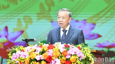 Tổng Bí thư, Chủ tịch nước Tô Lâm phát biểu tại Lễ kỷ niệm. (Ảnh: ĐĂNG KHOA)