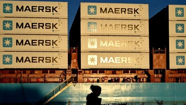 Tàu container của hãng vận tải biển Maersk ở Copenhagen (Đan Mạch). (Ảnh: AFP/TTXVN)