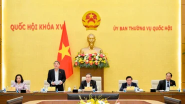 Chủ tịch Quốc hội Trần Thanh Mẫn chủ trì phiên họp chiều nay. (Ảnh: Duy Linh)