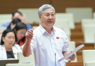 Đại biểu Trần Văn Lâm - Đoàn đại biểu Quốc hội tỉnh Bắc Giang góp ý kiến vào dự án Luật Thực hiện dân chủ ở cơ sở. (Ảnh: quochoi.vn)