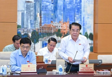 Trưởng Ban Dân nguyện Dương Thanh Bình trình bày báo cáo công tác dân nguyện của Quốc hội trong tháng 9/2023. (Ảnh: DUY LINH)