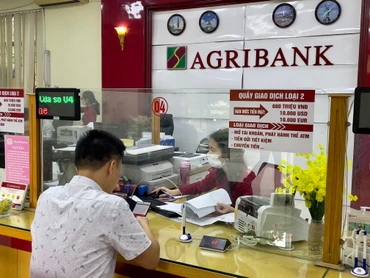 Khách hàng giao dịch tại chi nhánh ngân hàng Agribank.