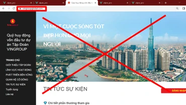Một trong số những website giả mạo thương hiệu Vingroup. (Ảnh chụp màn hình)