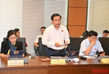Đại biểu Quốc hội Vương Quốc Thắng (đoàn Quảng Nam) phát biểu trong phiên thảo luận tổ chiều 24/10. (Ảnh: ĐĂNG KHOA)