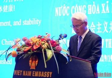 Đại sứ Phạm Sao Mai phát biểu ý kiến. (Ảnh: VI SA)